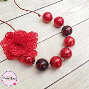 Red Lace Flower Adjustable  Necklace